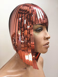 Asymmetric A line wig , metallic hairdress ,Jessica Rabbit hairpiece bobcut headpiece metal futuristic