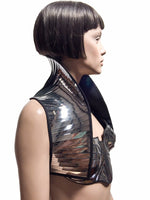 Futuristic tuxedo vest ,scifi bolero robot open back stole , steampunk shrug cybergoth wrap by divamp couture