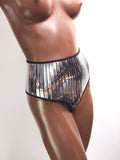 Plain metallic High waist Bex thong ,shorts , bottom , chrome briefs ,silver shorts , short pants , futuristic costume