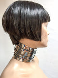 Ancient tribal style neck corset Kayan necklace , African choker ,Asian rings collar , posture neck corset , metal collar