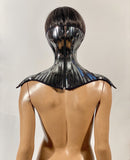 Invertable High Posture collar , boned neck corset necklace, metallic gothic choker futuristic fetish steampunk cyber goth lacer