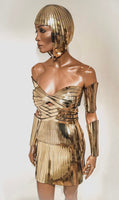 Divamp Couture Cleopatra Bustier, Egyptian goddess top, metal corset