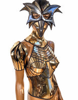 cleopatra armour corset halter top, sci fi costume top,lady ga bra,rave bra, burning the man, cyberpunk, steampunk, futuristic clothing