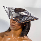 Ufo goggles headpiece ,robot , futuristic cyber eyewear , silver face mask, 16.5 inch width