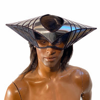 Ufo goggles headpiece ,robot , futuristic cyber eyewear , silver face mask, 16.5 inch width