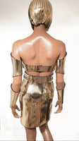 Divamp Couture Cleopatra Bustier, Egyptian goddess top, metal corset