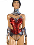 Fembot superhero corset top.Scifi costume, metal effect. Futuristic bustier. Female robot costume. Burlesque metallic top