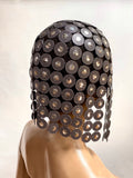 Coin WIG ,Cleopatra metallic headdress , silver wig, egyptian wig, bob wig ,hairpiece headpiece metal futuristic pharaoh