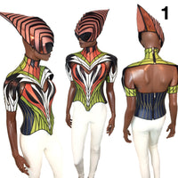Volitan corset armor, futuristic multiple colored top , scifi armour