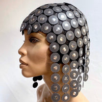 Coin WIG ,Cleopatra metallic headdress , silver wig, egyptian wig, bob wig ,hairpiece headpiece metal futuristic pharaoh