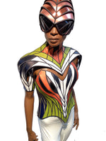 Volitan corset armor, futuristic multiple colored top , scifi armour