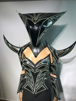 Glow in the dark, removable horns futuristic shoulder armor, fantasy costume