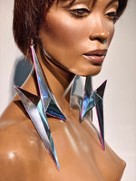 80s lightning 9.5” bolts eardrops , dragqueen earrings , futuristic pendant