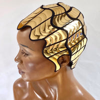 Finger wave Divamp Gold WIG cap ,Josephine Baker metallic wig, hairdress  Twenties hat ,hairpiece headpiece metal futuristic
