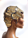 Finger wave Divamp Gold WIG cap ,Josephine Baker metallic wig, hairdress  Twenties hat ,hairpiece headpiece metal futuristic