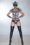 organic shaped corset in chrome and clear pieces,robot costume, futuristic cosplay corset , sci fi costume, lady gaga corset , burning man
