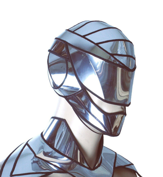 futuristic inspired cyborg mask helmet headpiece robot armour robo cop sci fi futuristic steampunk cyber headdress cybergoth divamp couture