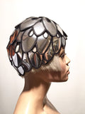 futuristic art nouveau hat cap ,helmet scifi warrior headpiece armor sci fi  futuristic cyber headdress