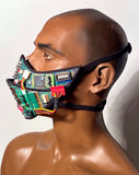 Computer love Futuristic Face mask , upcycled mouth mask, cicuits , muzzle,mad max mask