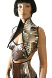 Futuristic tuxedo vest ,scifi bolero robot open back stole , steampunk shrug cybergoth wrap by divamp couture