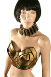 Egyptian bustier ,futuristic wonder woman, ancient top, sci fi cosume, rave bra, steampunk, futuristic clothing, fusion bra
