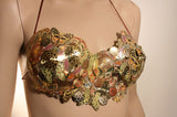 Gold butterfly brass bustier, fairy top , burning man bra , fantasy top, burlesque outfit