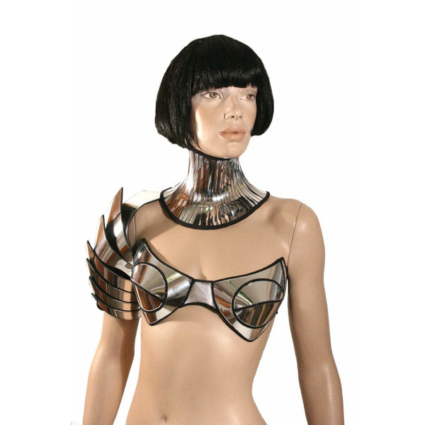 metallic rave bra gogo dancer fusion bra top clubwear scifi costume armour  bra metal bra