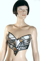 cybergoth corset top, sci fi costume top,lady ga bra,rave bra , cyberpunk, steampunk, futuristic clothing, fusion bra