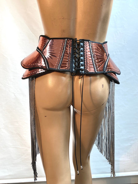 Embossed bustle , futuristic outfit female Torera from divamp Couture with retractable fringes