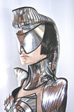 futuristic ponytail mohawk cyborg goggles , sci fi headdress , cyber eyewear, mask, goggles daft punk mask divamp couture