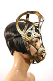meccano gold cage mask helmet modern warrior helmet scifi warrior headpiece bondage sci fi  futuristic steampunk cyber headdress superhero