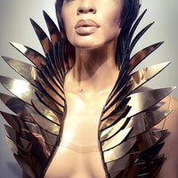 spike wing bolero for women , sci fi robot futuristic stole steampunk shrug cybergoth wrap armor fetish by divamp couture
