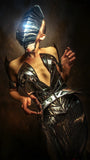 Divamp knight corset ,robot costume futuristic cosplay corset , sci fi costume , burning man, steampunk, futuristic clothing