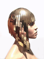 THE ORIGINAL Divamp Silver WIG ,Cleopatra metallic wig ,gold wig, hairdress  egyptian wig, bob wig ,hairpiece headpiece metal futuristic