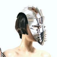 Gladiator mask spartan futuristic helmet  warrior mask headpiece armor sci fi  cyber headdress cybergoth divamp couture